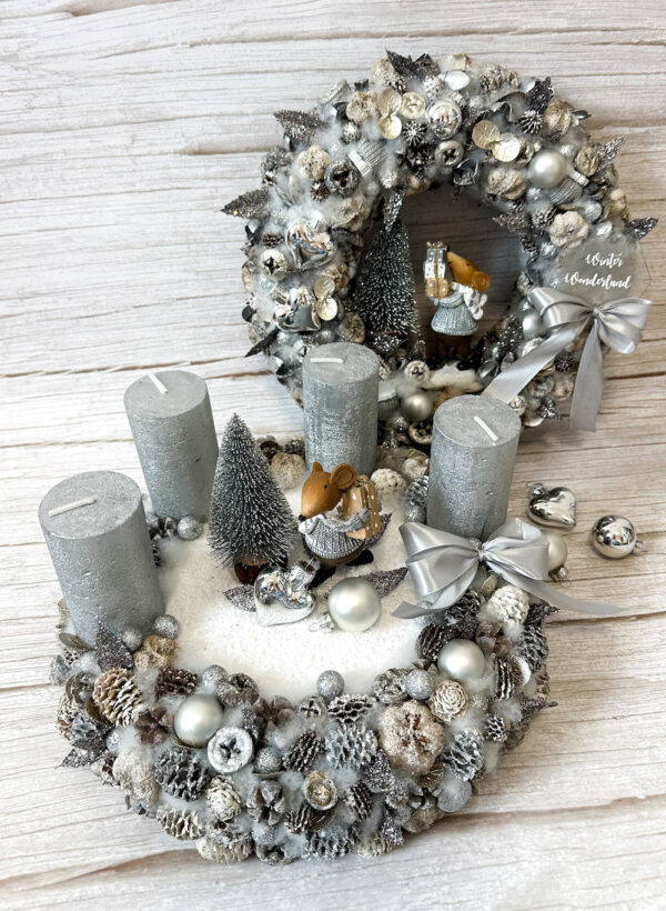 Adventi koszorú - ezüst egérke - Image 4