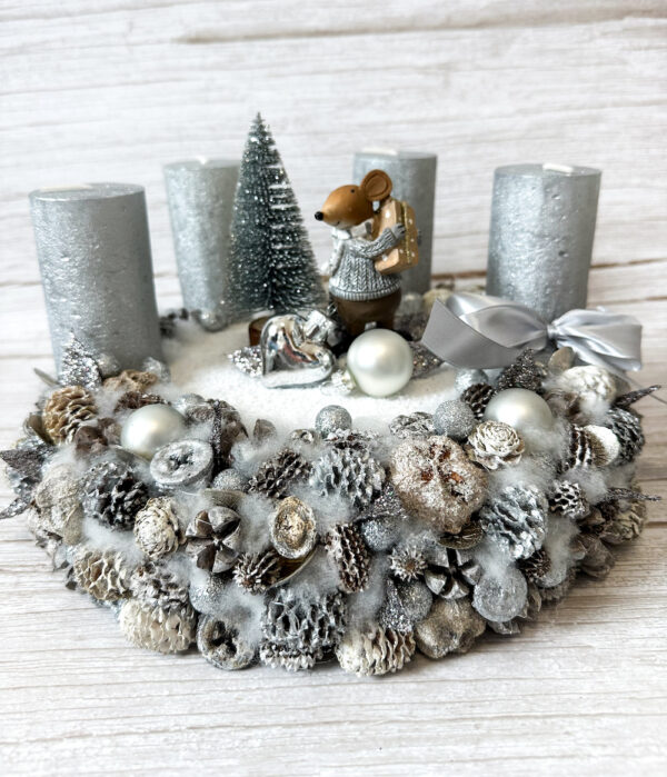 Adventi koszorú - ezüst egérke - Image 3