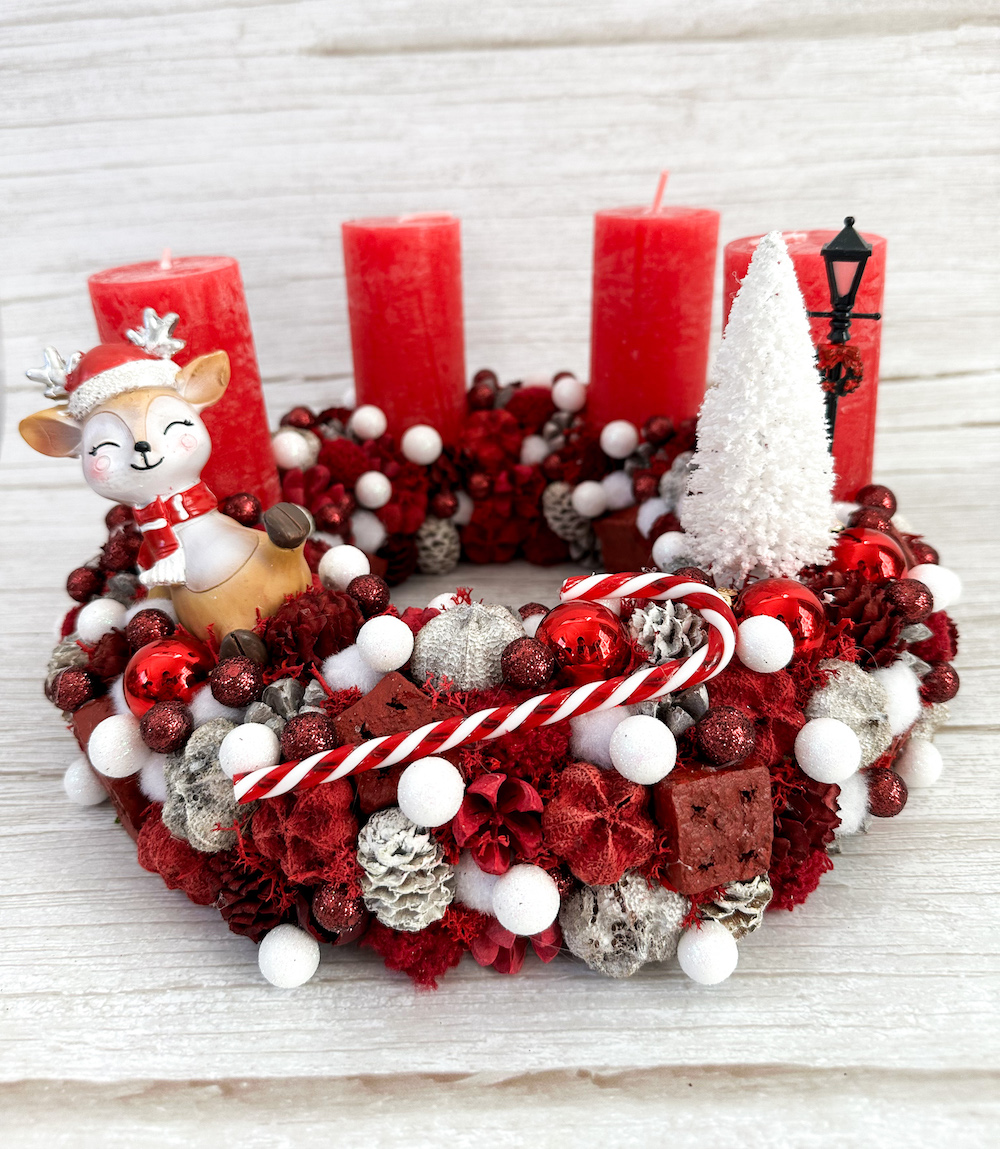 Adventi koszorú - Piros őzike - Image 2