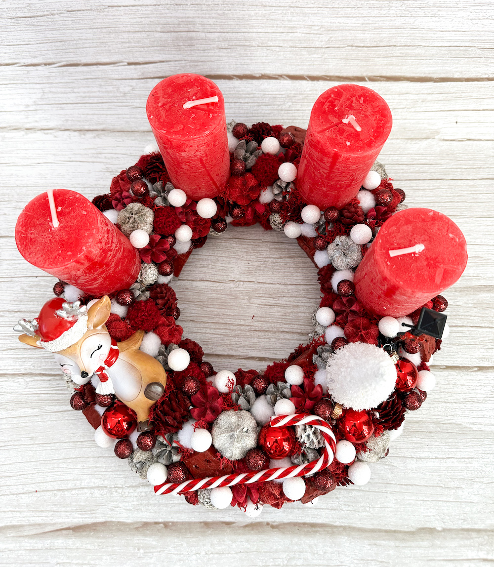 Adventi koszorú - Piros őzike - Image 3