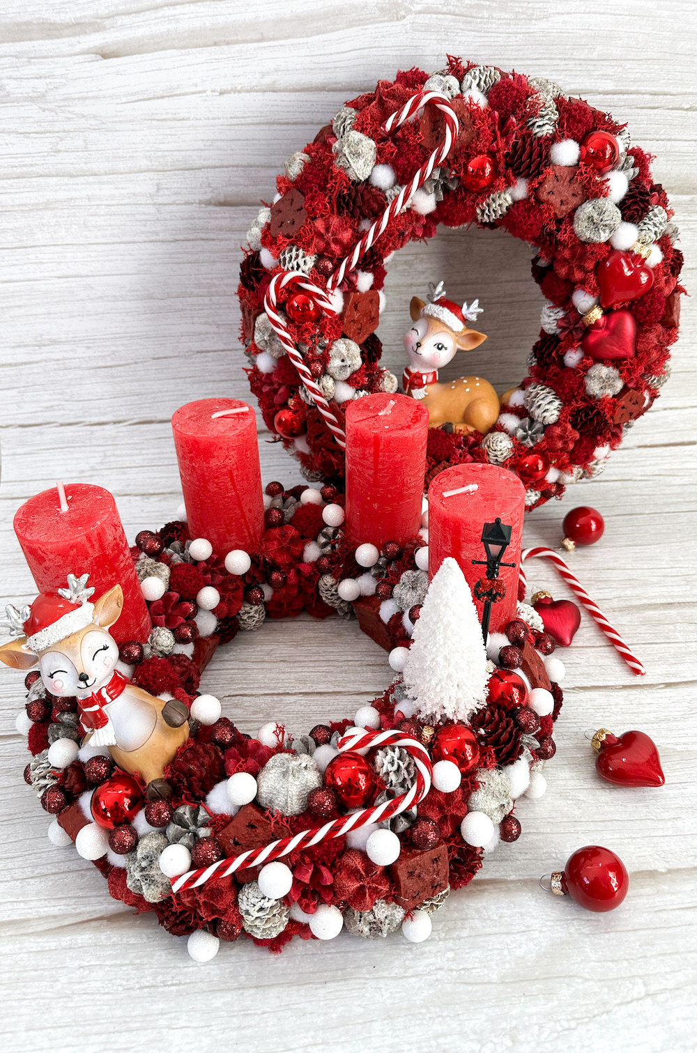 Adventi koszorú - Piros őzike - Image 4