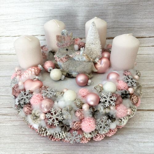 Adventi koszorú - Rózsaszín őzike