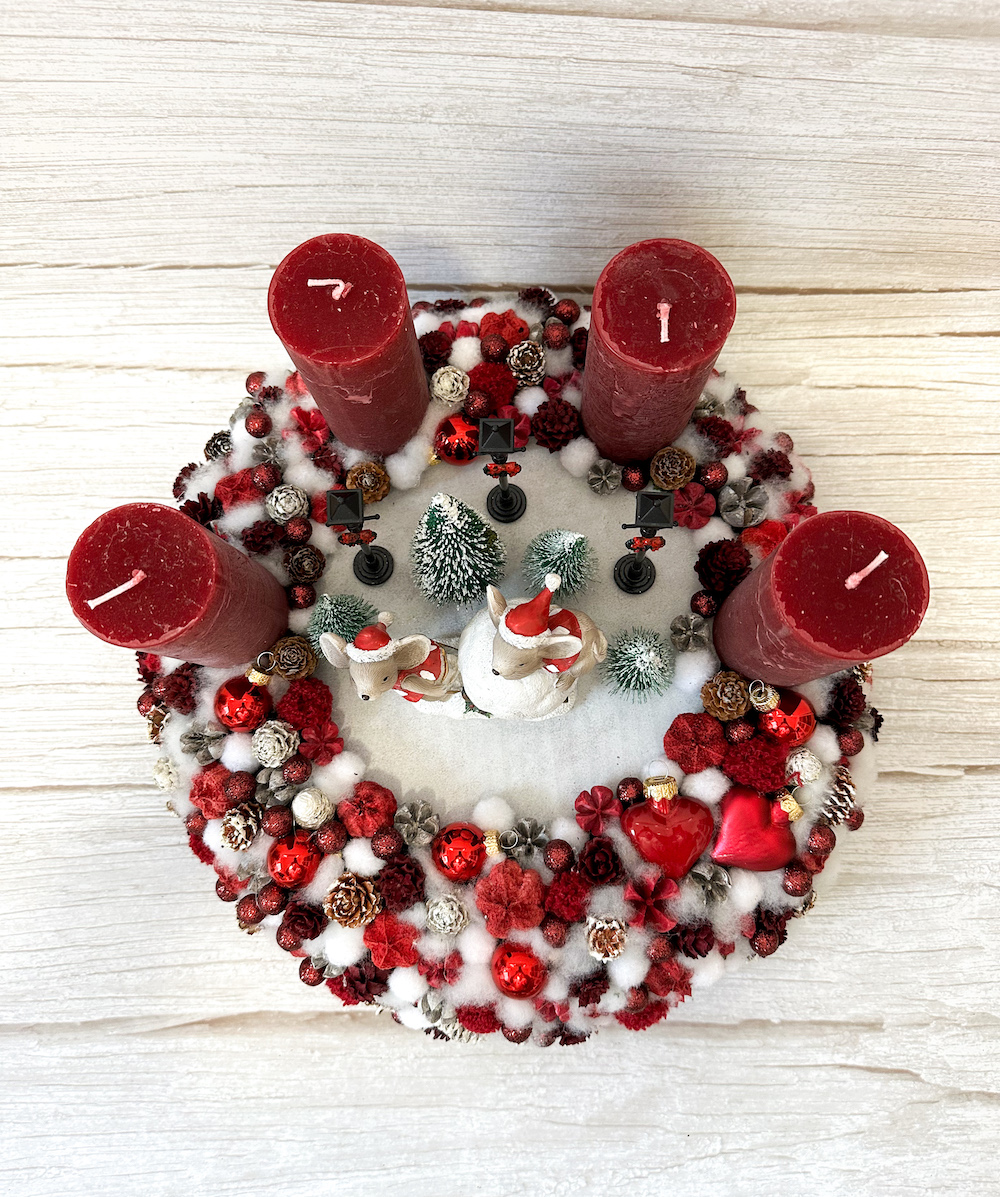 Adventi koszorú - piros egérkék (nagy méret) - Image 3