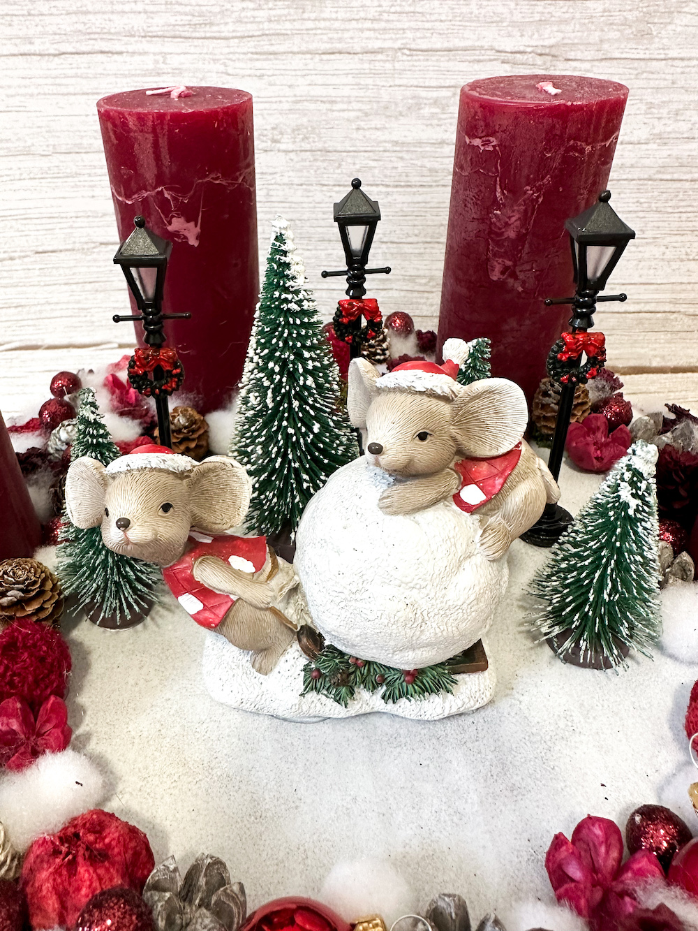 Adventi koszorú - piros egérkék (nagy méret) - Image 2